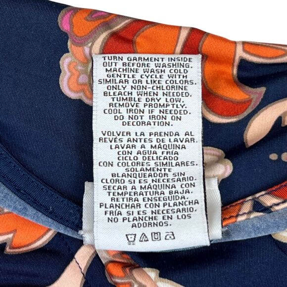 Jaclyn Smith Blouse 3X Blue Large Floral Pattern Faux Wrap Romantic Boho Top - Picture 9 of 9